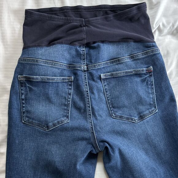 Universal Thread Maternity Jeans Size 10 Reg Dark Wash Over Belly Panel Raw Hem - Picture 4 of 6